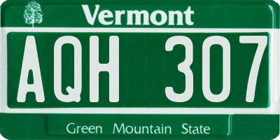 VT license plate AQH307
