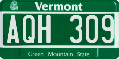 VT license plate AQH309
