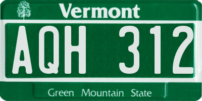 VT license plate AQH312