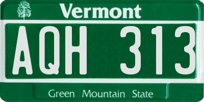 VT license plate AQH313