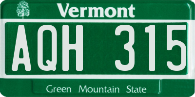 VT license plate AQH315