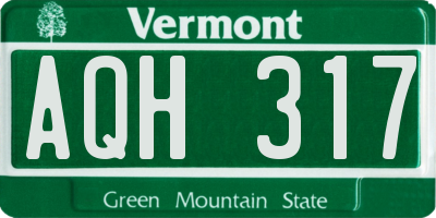 VT license plate AQH317