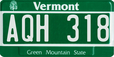 VT license plate AQH318
