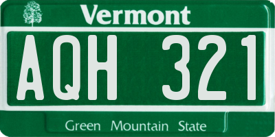 VT license plate AQH321
