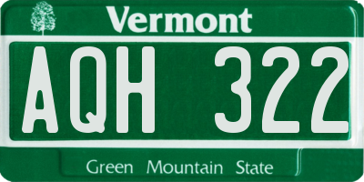 VT license plate AQH322