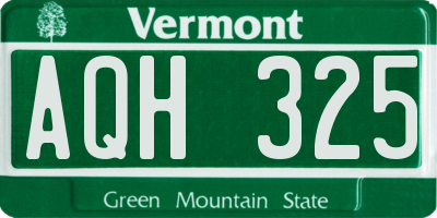VT license plate AQH325