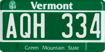 VT license plate AQH334
