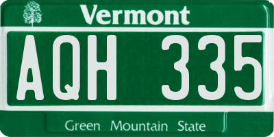 VT license plate AQH335