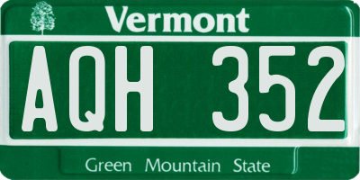VT license plate AQH352