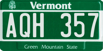 VT license plate AQH357