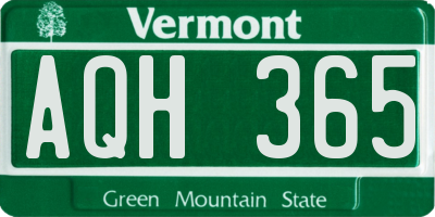 VT license plate AQH365