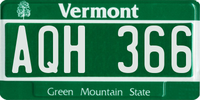 VT license plate AQH366