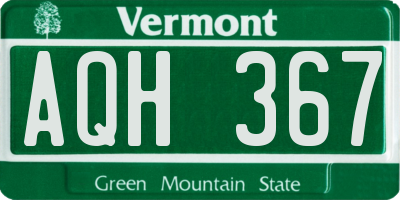 VT license plate AQH367
