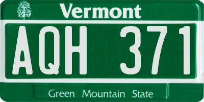 VT license plate AQH371