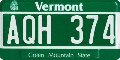 VT license plate AQH374