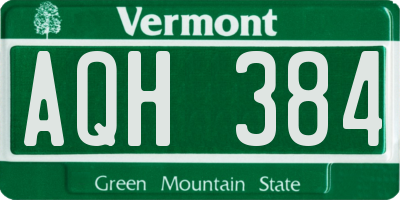 VT license plate AQH384