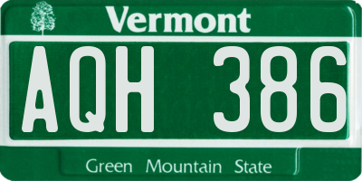 VT license plate AQH386