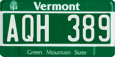 VT license plate AQH389
