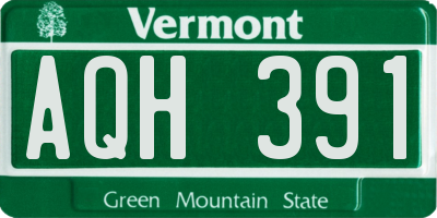VT license plate AQH391
