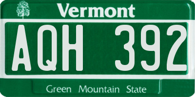 VT license plate AQH392