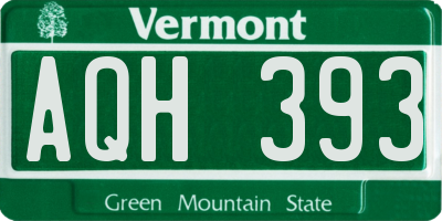 VT license plate AQH393