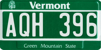 VT license plate AQH396