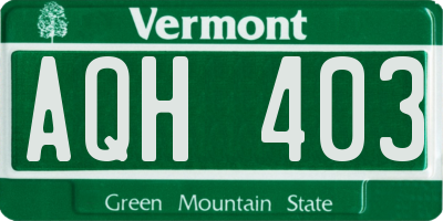 VT license plate AQH403