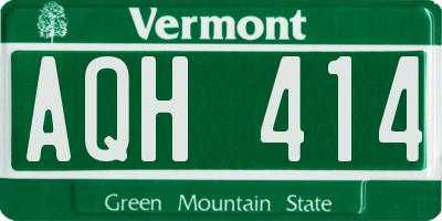 VT license plate AQH414
