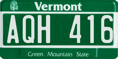 VT license plate AQH416