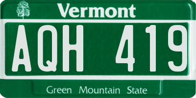 VT license plate AQH419