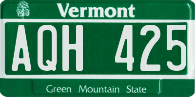 VT license plate AQH425