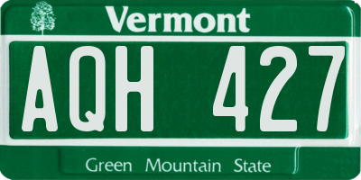 VT license plate AQH427