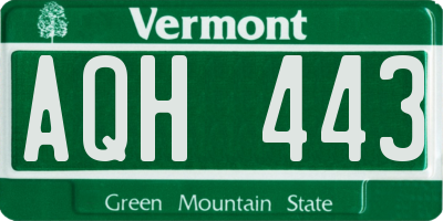 VT license plate AQH443