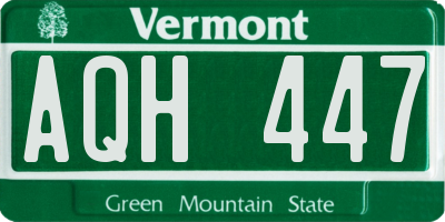 VT license plate AQH447
