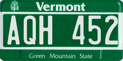 VT license plate AQH452