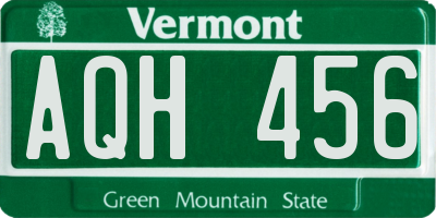 VT license plate AQH456