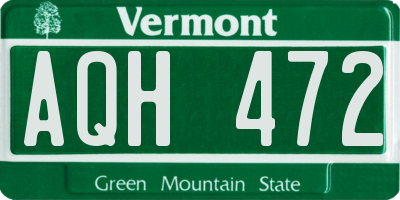 VT license plate AQH472
