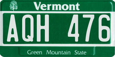 VT license plate AQH476