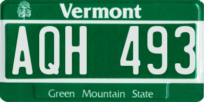 VT license plate AQH493