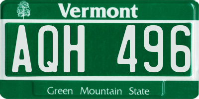 VT license plate AQH496