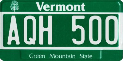 VT license plate AQH500