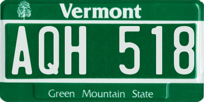 VT license plate AQH518