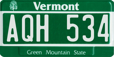 VT license plate AQH534