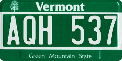 VT license plate AQH537
