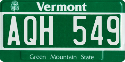 VT license plate AQH549