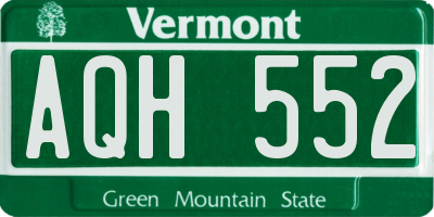 VT license plate AQH552