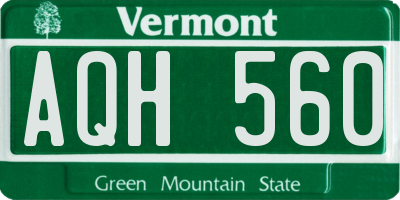 VT license plate AQH560