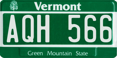 VT license plate AQH566