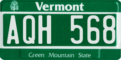 VT license plate AQH568