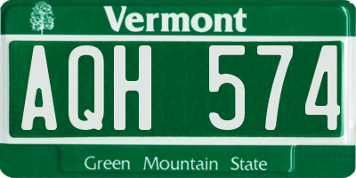 VT license plate AQH574